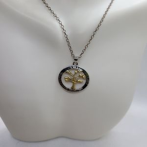 Tree of Life Gold Heart Leaf Pendant on a Silver Necklace